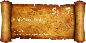 Szűcs Teó névjegykártya